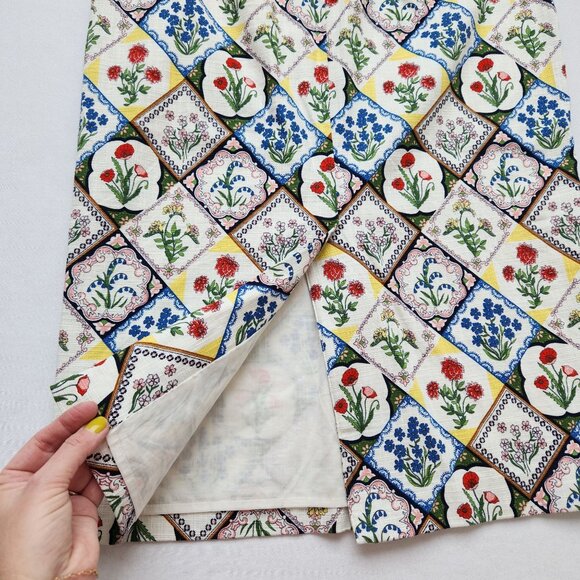 Boden Floral Patchwork Midi Pencil Skirt Floral Nature Boho Coquette Pretty Cute - Picture 4 of 10